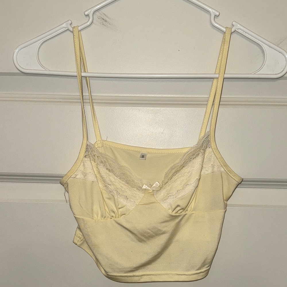 Yellow Lace Trim Cami Top